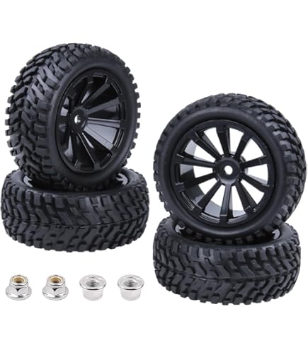 4 Ruedas Y Neumáticos De Goma Para Coche RC 1/18 Typhon Grom – Incluye Inserciones De Espuma