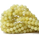 CHEAVIAN 45PCS 8mm Natural Yellow Lemon Jade Gemstone Round Loose Beads for Jewelry Making DIY Findings 1 Strand 15"