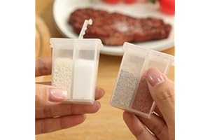 2Pcs 2-In-1 Kitchen Seasoning Box Portable Multi-Purpose Seasoning Storage Box with Lid Salt Pepper Spice Jar for Outdoor Cam