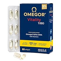 Omega 3 IFOS 5 Stelle OMEGOR Vitality 1000 – Omega3 EPA 535mg e DHA 268 mg – 60 Capsule Senza Retrogusto e Facili da Digerire