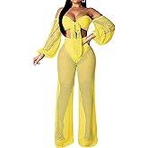 Sexy Cover Ups for Swimwear Vacation Off The Shoulder Top Long Pants Bikini Cover Ups Swimwear Beach