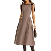 RIHOAS Women's Plaid Boat Neck A-Line Midi Dress - Casual Vintage Plaid Dress for Women