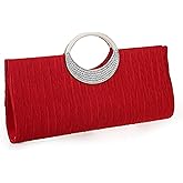 CROSSBABY Women Elegant Clutch Purse Rhinestones Pleated Wedding Clutch Handbag Formal Evening Bag Party