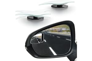 LivTee Blind Spot Car Mirror，Asymmetric Fan Shaped HD Glass Frameless Convex Rear View Mirror with wide angle Adjustable Stic