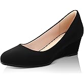Ankis Black Nude Silver Gold Wedges for Women, Low Heel Women's Wedge Comfortable Closed Toe Women Pumps Dress Shoes -2Inch