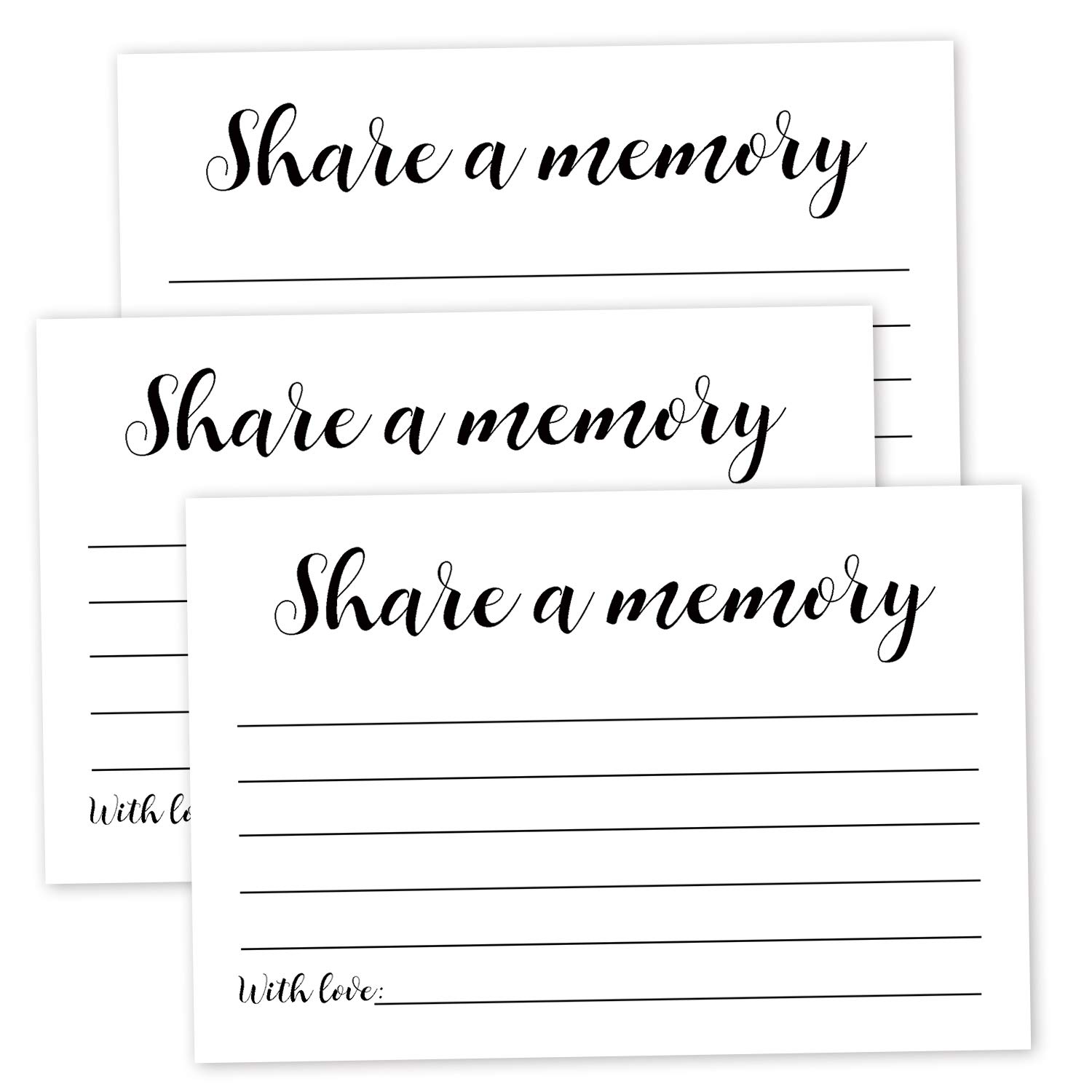 50 Pack Share a Memory Cards, Share a Memory Card for Funeral, Birthday, Retirement, Anniversary, Wedding, Celebration of life, Going Away Party Decorations, 4x6 Inch