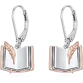 KoyeKei Teacher/Book Lovers Necklace Earrings 925 Sterling Silver for Women Pendant Jewelry Gift for Librarian Readers Teacher
