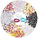 PP OPOUNT 1200 Pieces 6 Styles Letter Beads Acrylic Alphabet A-Z Cube and 2 Styles Round Beads with 3 Roll Elastic String Cord and 1 Piece Beading Needles for Necklace, Bracelet, Jewelry Making