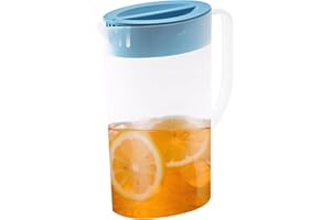 Water Pitcher, 2L Plastic Pitcher with Lid and Spout Transparent Water Jug Eco-Friendly Juice Containers for Hot/Cold Lemonad