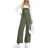 Cicy Bell Womens Corduroy Bib Overalls Casual Adjustable Strap Wide Leg Jumpsuits Baggy Trendy Long Rompers with Pockets