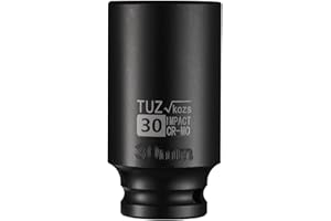TUZkozs 1/2 Inch Drive 30mm Deep Metric Impact Socket,CR-MO,6 Point Radius Corner Design,Square Chamfered Opening,Axle Nut Impact Grade Socket for Easy Removal
