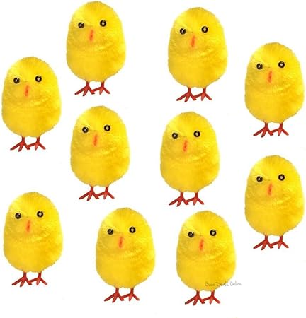 10 X Mini Plush Yellow Chicks Easter Egg Decorations By Easter