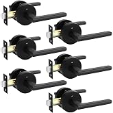 Goldenwarm Matte Black Door Handles Interior Privacy Door Handle 6 Pack | Heavy Duty Zinc Alloy, Matte Black Door Handles for Bedroom, Bathroom, Round Modern Reversible Door Levers, Easy to Install