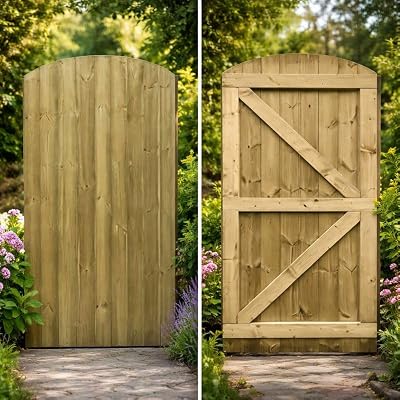 md carpentry Wooden Featheredge Dome Garden Gate 180cm High 83cm Wide