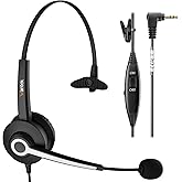Wantek Phone Headset with Microphone Noise Cancelling, Telephone Headsets 2.5MM Jack Compatible with Panasonic AT&T RCA Vtech Uniden Dect Cisco SPA Polycom Cordless Phones for Call Center Office Work
