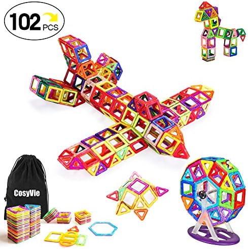 CosyVie Magnetic Blocks Educational Magnetic Building Blocks Tiles Set for Kids/Toddlers Over 3 Years Old 102 Pieces Set (Muticolor)