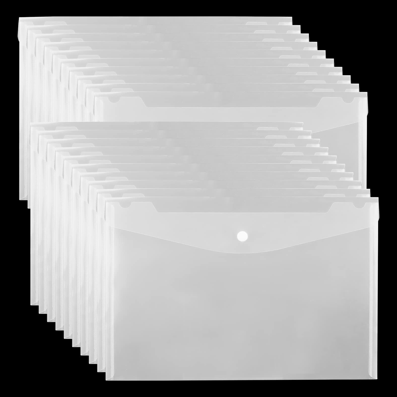 ZEONHAK 50 Pack A4 Clear Plastic Wallets, Plastic Envelope Folder, File Document Folders with Popper for Office, 226×325 mm