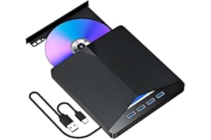 External CD DVD Drive 7-in-1 USB 3.0 Portable Optical Drive CD DVD Player Burner with 3 USB Ports and SD TF Card Reader Ultra