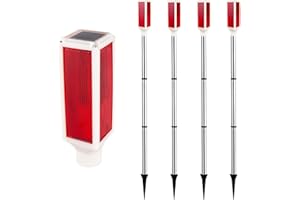 Aolyty Solar Lights Outdoor, Waterproof Driveway Markers Reflective Warning Flash Light 2 Lighting Modes, LED Caution Light 30 Inches for Parking Lots, Yard, Road Safety, Stop Sign