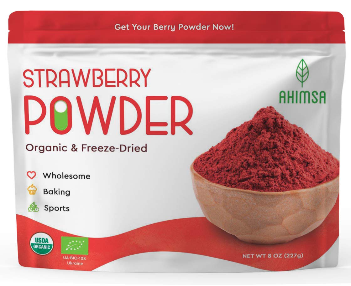 Organic Freeze Dried Strawberry Powder 8 oz | USDA Certified | Vegan Vitamin Food | Natural Organic Fruit Powder