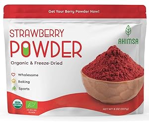 Organic Freeze Dried Strawberry Powder 8 oz | USDA Certified | Vegan Vitamin Food | Natural Organic Fruit Powder