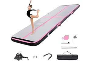 KIKILIVE Inflatable Gymnastics Air Tumbling Track Mat 10ft 13ft 16ft 20ft, Air Tumble Track Mat with Electric Air Pump for Home Use Training Cheerleading Yoga Water Beach Park