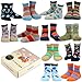 TeeHee Kids Boys Cotton Fun Crew Socks 12 Pair Pack (3-5Y, Multi Stripe & Skulls)