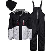 iXtreme Boys Snowsuit Set - 2 Piece Heavyweight Insulated Ski Jacket and Snow Pants Overall Bibs for Boys with Winter Hat