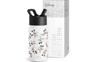 Simple Modern Disney Mickey Mouse Kids Water Bottle with Straw Lid | Reusable Insulated Stainless Steel Cup for Boys, School | Summit Collection | 14oz, Mickey Mouse Retro