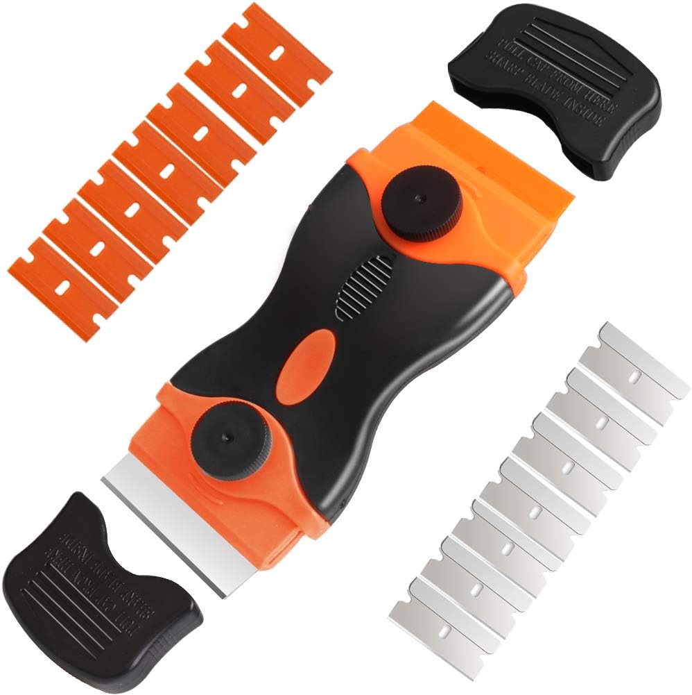 Ceranfeldschaber, Gadom Ceranfeld Kratzer mit 14 Edelstahl & Kunststoffklingen Schaber Ceranfeld für Kochfeld Backofen Induktionskochfeld Glaskeramik