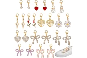 PH PandaHall 48pcs Shoe Charms for Sneakers Gold Shoes Decoration Charms, 12 Styles Bowknot Flower Heart Shoe Lace Charm for 