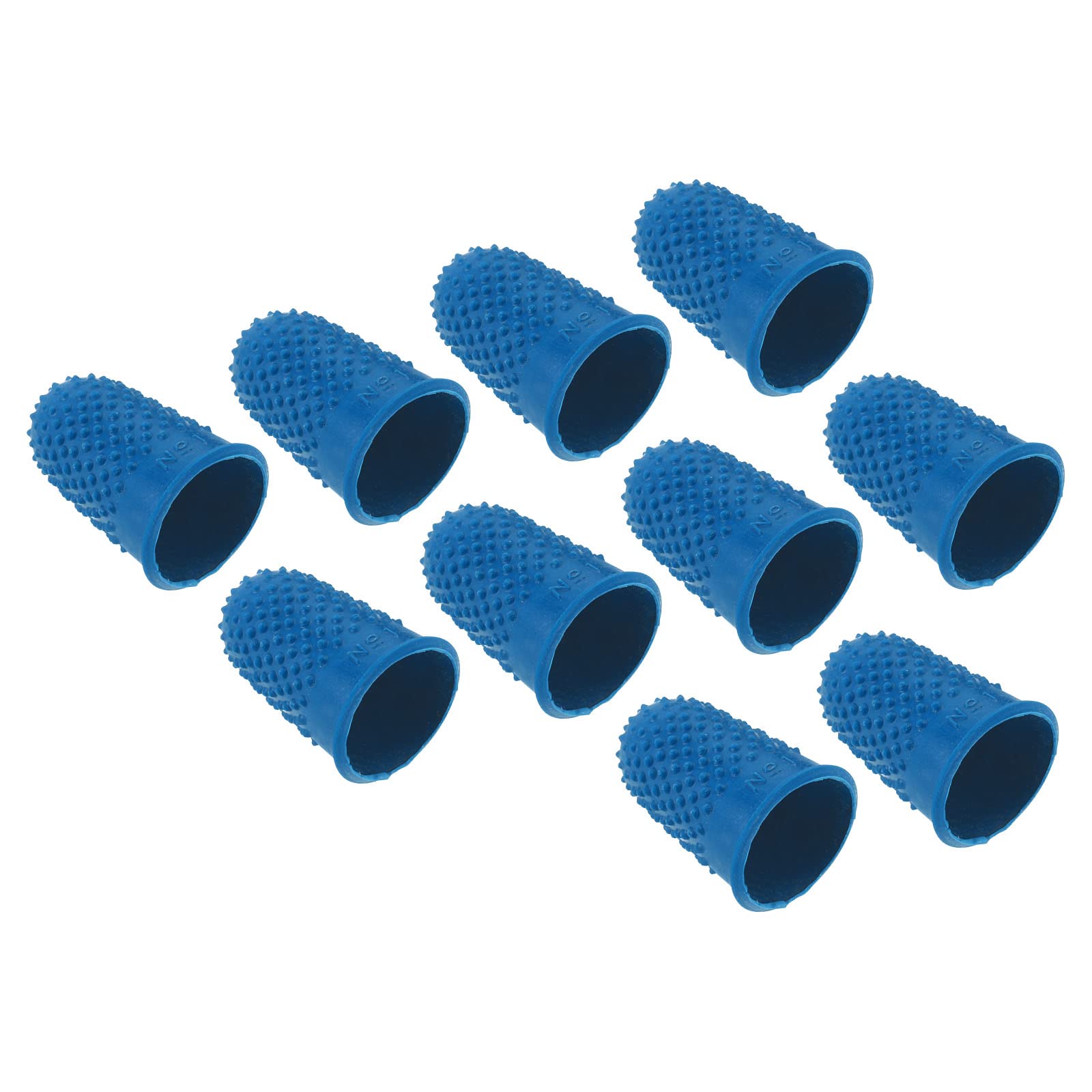 PATIKIL 0.71x1.14 Inch Rubber Finger Tips, 10 Pack Silicone Thumb Fingertip Protector Covers Guard Pads Thimble Grips for Office Counting Sewing, Blue Medium Size
