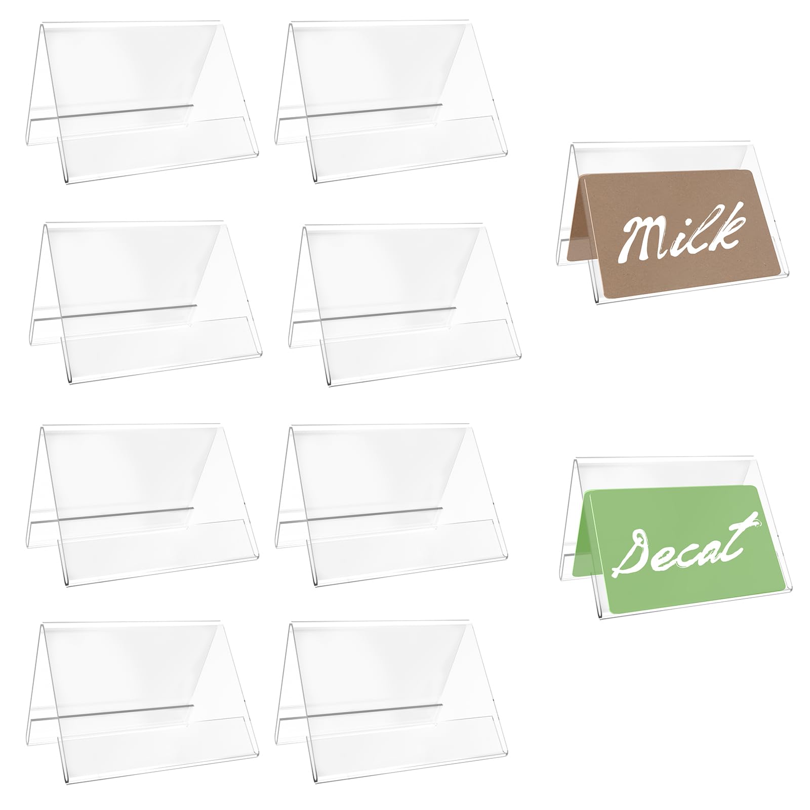 Photo 1 of 10 PCS Acrylic Table Tent Sign with 20 PCS Cards Coffee and Tea Beverage Table Display Tent Beverage Sign Set for Party Buffet Restaurant Banquet Wedding Indoor Outdoor 3.54 x 2.36''