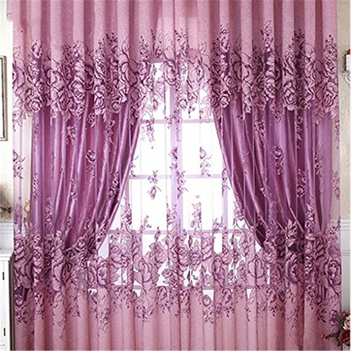 Super1798 Modern Luxury Flower Printed Sheer Tulle Voile Curtain