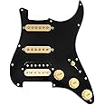 Musiclily Pro-SE ST-HSS-60SE Pre-wired Pickguard with Alnico 5 Pickups 5-Way Switch for Strat Style Electric Guitar, 3Ply Black with Zebra Bridge Pickup