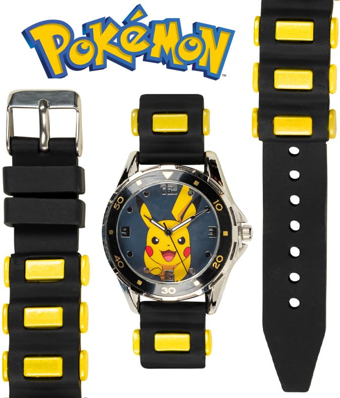 Accutime Kids Pokemon Pikachu Analog Quartz Watch for Boys, Girls, and Adults All Ages