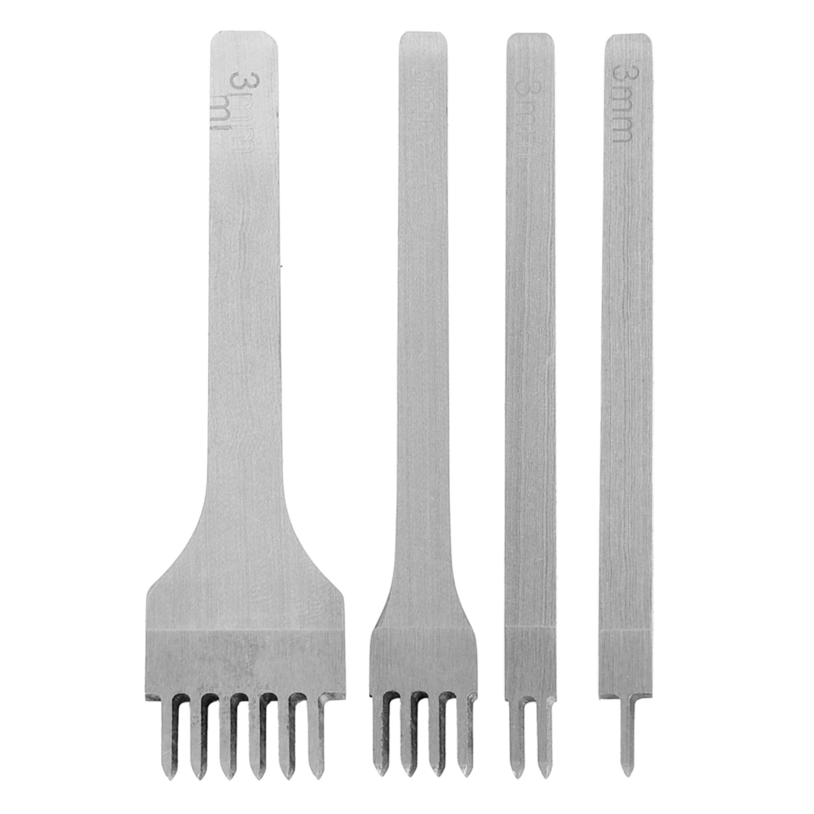 Leather Craft Tools 4PCS 1/2/4/6 Prong Leather Hole Punches Tool DIY Stitching Leather Craft Tools Kit Diamond Lacing Stitching Chisel Set (3mm)