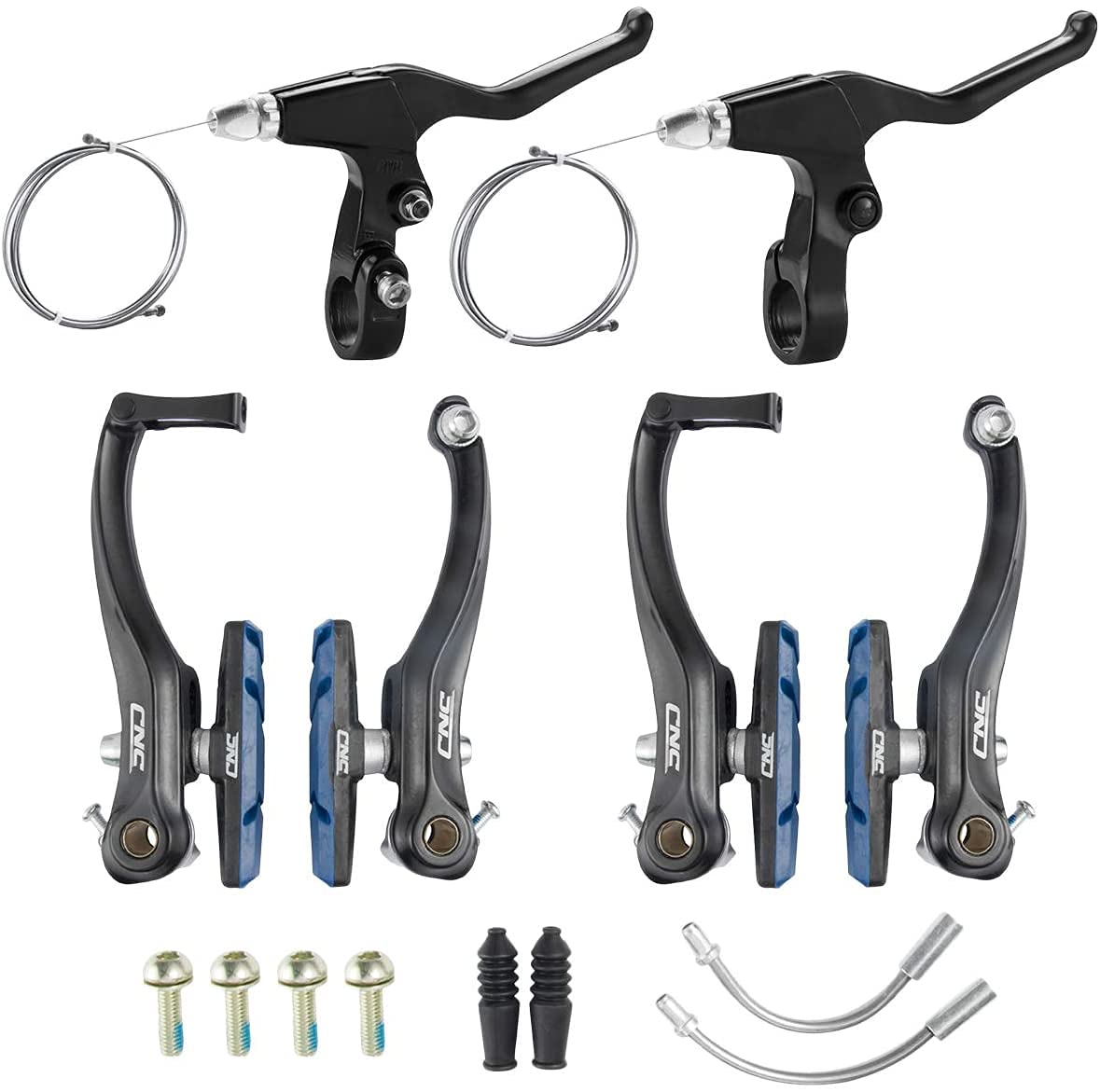 Chooee Mountain Bike Linear V-Brake Set, Bicycle Front and Rear V-Brakes,black/blue