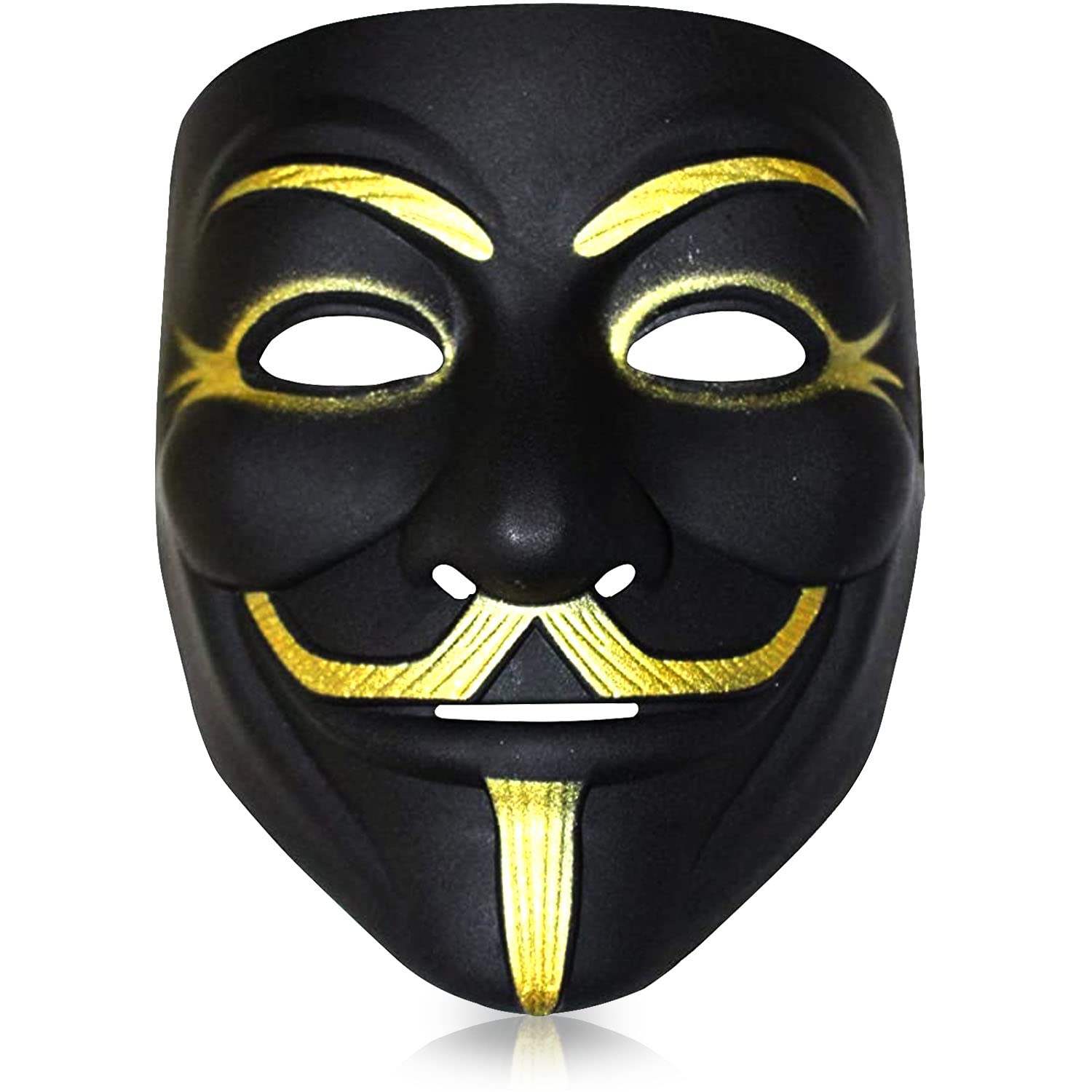 Anonymous Mask Black for Adults | V for Vendetta | Anonymous Hacker Mask | Premium Quality | Rigid Plastic | Party Accessory | Cosplay | Halloween | OriginalCup® — image 1