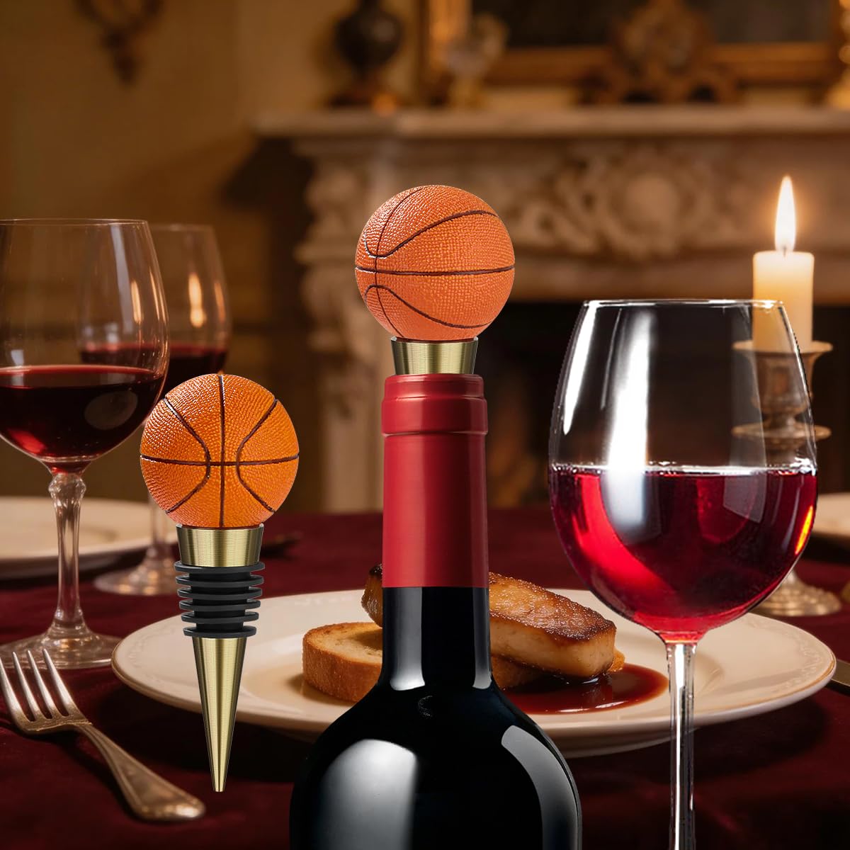 LULLEA Basketball-Weinverschluss, Lustige Basketball-Geschenke für Männer, Papa & Fans | Origineller Basketball-Champagner-Verschluss mit Geschenkbeutel, Perfekt für Geburtstag, Vatertag 6