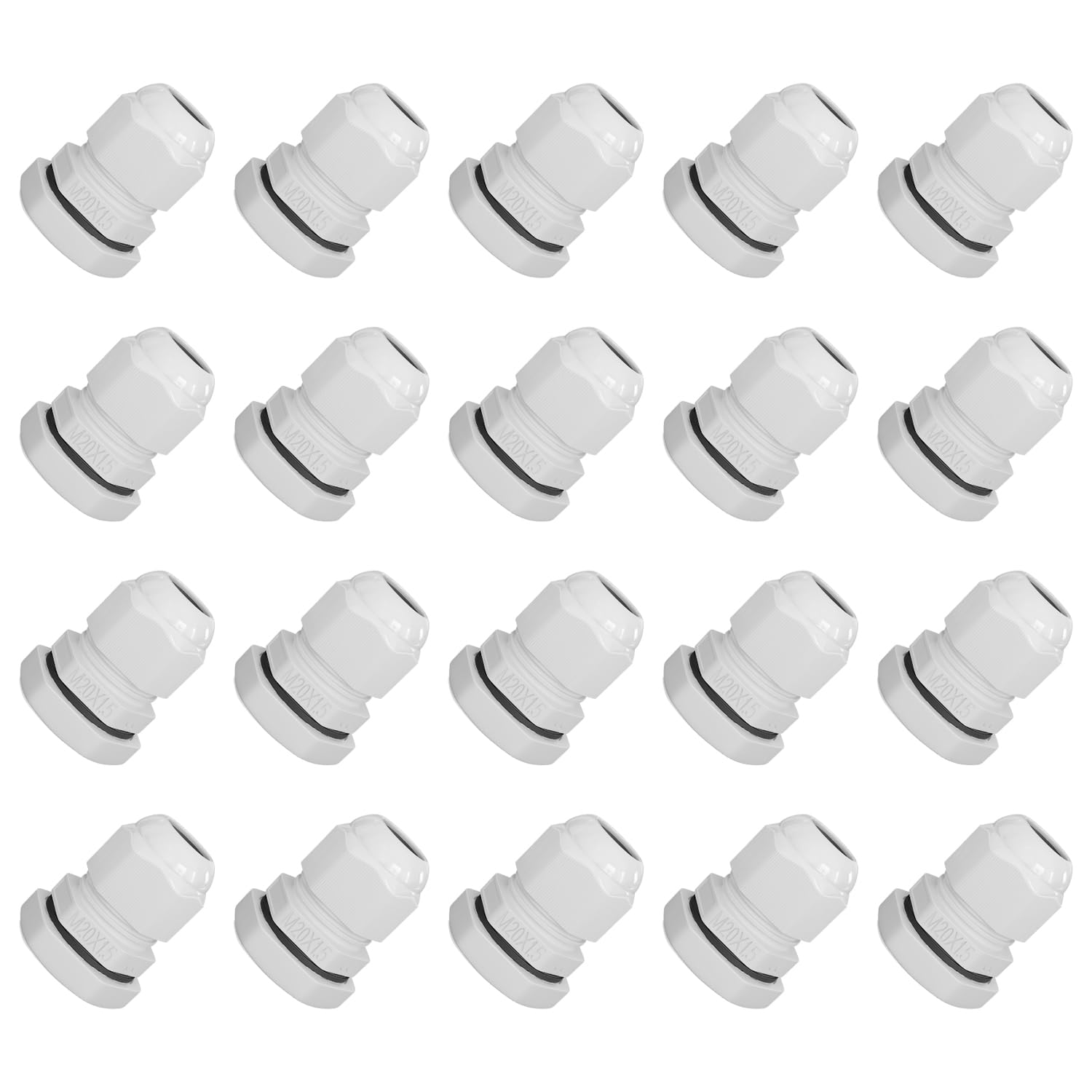 ieron 20Pcs Cable Gland M20 x 1.5 for 6-12mm Waterproof IP68 Plastic with Rubber Seal Locknut Clamping Slats Stuffing Box Insulation Cable Entry Electrical Installation