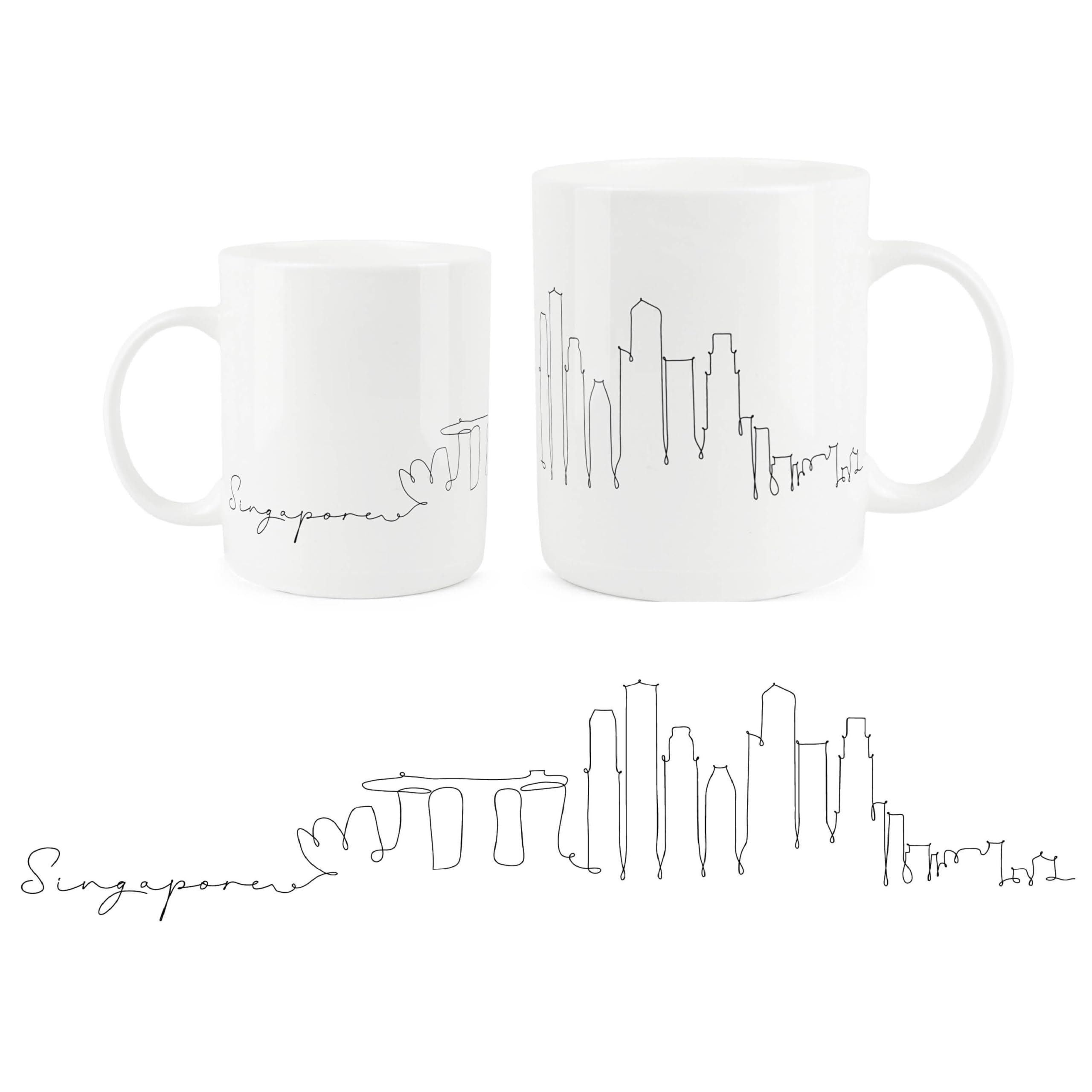 Purely Home Singapore City Skyline Collection - Bone China Mug White Coffee/Tea Present Gift for Travel Lovers