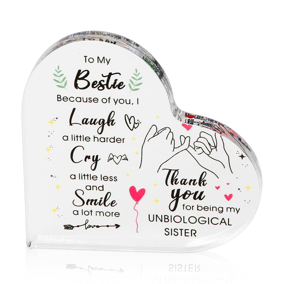Acrylic Plaque,To My Bestie Gifts, Heart Shaped Women Friend Gifts (10 * 10 * 1)