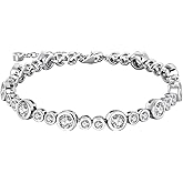 Sterling Silver Tennis Bracelet for Women - Dainty Adjustable Design with 5A Cubic Zirconia Bubble Bracelet, Silver Fashion Jewelry - Wedding Gift