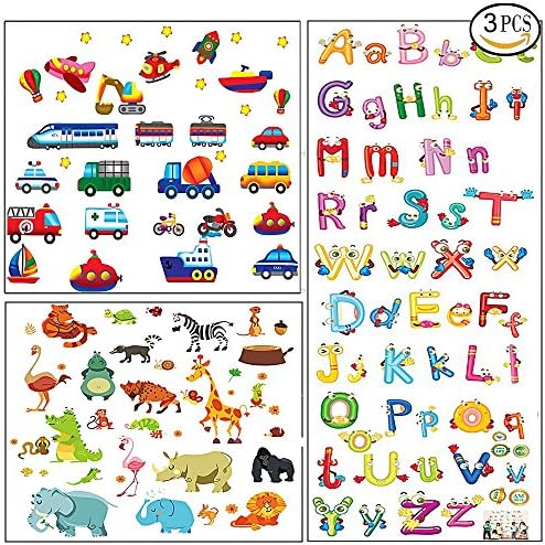Animal Alphabet ABC Truck Wall Decals Stickers for Kids Boys Bedroom Room Decor for Toddlers Nursery Wall Decals Children's Day Gift Pack of 3