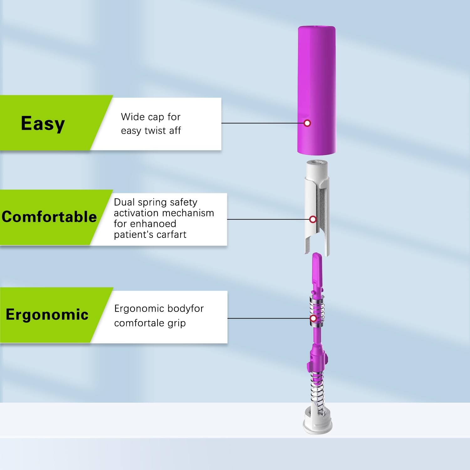 Pressure Activated Safety Lancets, 100 Count, Sterile, Single Use and Gentle for Comfortable Testing(28 G)