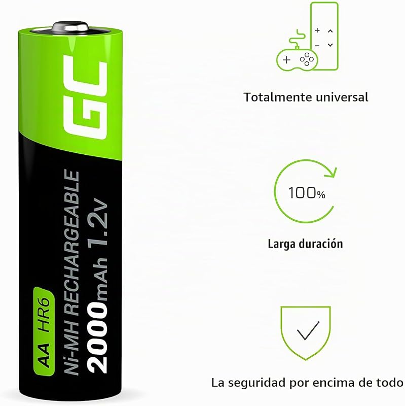 Baterias recarregáveis 2000mAh 1,2V [Conjunto de 4 peças] AA recarregável Ni-MH Baixa Autodescarga Pré-carga HR6 de alta capacidade HR6, Recarregável pré-carregada
