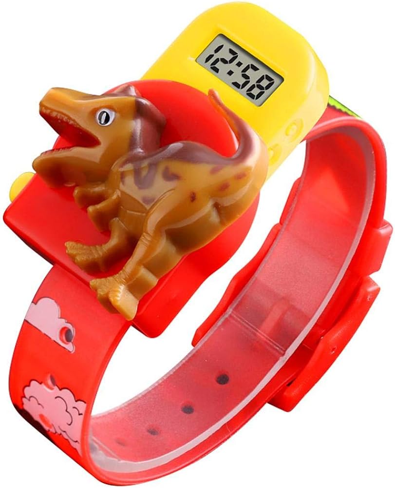 Amazon 腕時計 キッズ Fgghs 男の子の女の子のおもちゃの漫画の腕時計の赤のための創造的な恐竜の形のデジタル時計 ボーイズ腕時計 腕時計 通販