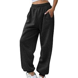 HYYGOCCTV Women Soft Fleece Lined Sweat Pants Ankle Cuff Jogger Sweatpants Drawstring High Waist Casual Workout Trousers