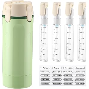 WOVTAIE 4 in 1 Travel Dispenser Bottle, 4 Pack 30ML Travel Bottles for Toiletries, Refillable, Leak Proof and Portable,Suitab